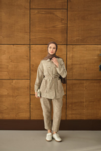 Çift Düğmeli Takım Vizon