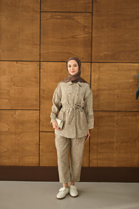 Çift Düğmeli Takım Vizon