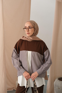 Çift Garni Detay Takım Kahverengi