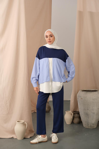 Çift Garni Detay Takım Lacivert