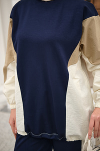 Çift Garni Detaylı Takım Lacivert