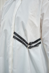 Çift Kemer Detay Gömlek Beyaz