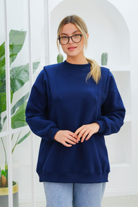 Çift Omuz Detaylı Sweat Lacivert