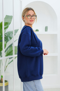 Çift Omuz Detaylı Sweat Lacivert