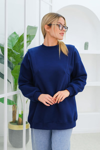 Çift Omuz Detaylı Sweat Lacivert