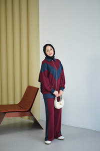 Çift Renk Detay İkili Takım Bordo