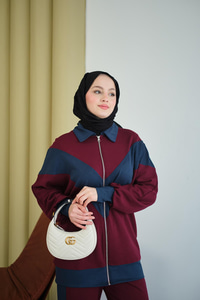 Çift Renk Detay İkili Takım Bordo