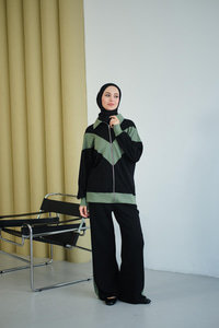 Çift Renk Detay İkili Takım Yeşil