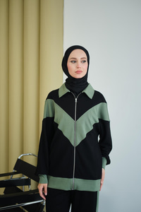 Çift Renk Detay İkili Takım Yeşil