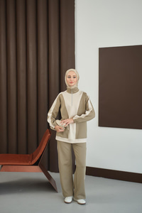 Çift Renk Fermuar Detay Takım Yeşil