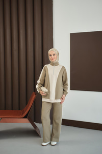 Çift Renk Fermuar Detay Takım Yeşil