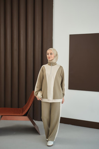 Çift Renk Fermuar Detay Takım Yeşil