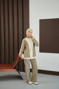 Çift Renk Fermuar Detay Takım Yeşil