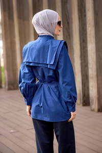 Çift Yaka Detaylı Gömlek Lacivert