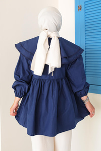 Çift Yaka Gupurlu Gömlek Lacivert