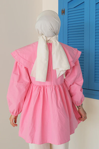 Çift Yaka Gupurlu Gömlek Pembe