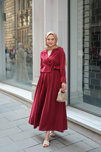 Çift Yakalı Takım Bordo