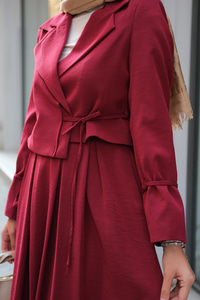 Çift Yakalı Takım Bordo