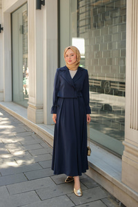 Çift Yakalı Takım Lacivert