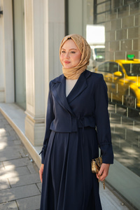 Çift Yakalı Takım Lacivert