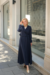 Çift Yakalı Takım Lacivert