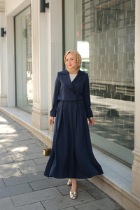 Çift Yakalı Takım Lacivert