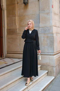 Çift Yakalı Takım Siyah