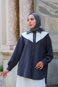 Çıkarılabilir Gemici Yaka Gömlek Füme