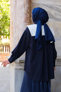 Çıkarılabilir Gemici Yaka Gömlek Lacivert