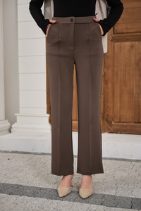 Çima Detay Düğmeli Kumaş Pantolon Kahverengi