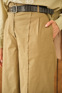 Çima Detaylı Kemerli Pantolon Haki Yeşil