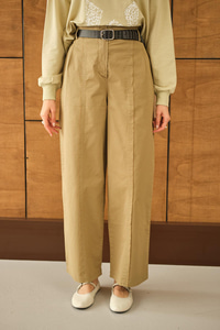 Çima Detaylı Kemerli Pantolon Haki Yeşil