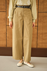 Çima Detaylı Kemerli Pantolon Haki Yeşil