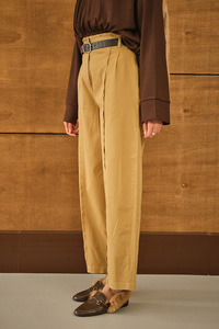 Çima Detaylı Kemerli Pantolon Hardal