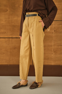 Çima Detaylı Kemerli Pantolon Hardal