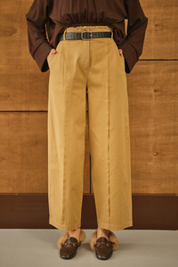 Çima Detaylı Kemerli Pantolon Hardal