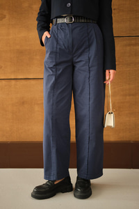 Çima Detaylı Kemerli Pantolon Lacivert