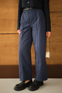 Çima Detaylı Kemerli Pantolon Lacivert