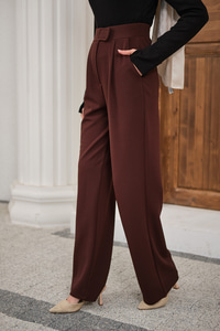 Cırtcırt Detay Kumaş Pantolon Acı Kahve