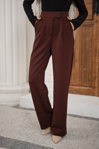 Cırtcırt Detay Kumaş Pantolon Acı Kahve