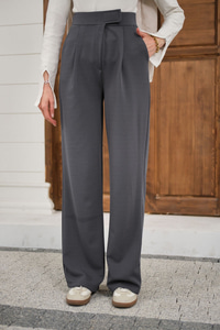 Cırtcırt Detay Kumaş Pantolon Füme