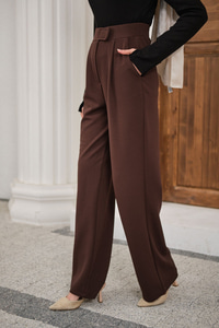 Cırtcırt Detay Kumaş Pantolon Kahverengi