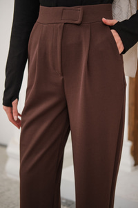 Cırtcırt Detay Kumaş Pantolon Kahverengi