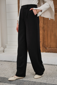 Cırtcırt Detay Kumaş Pantolon Siyah