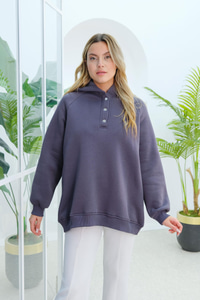 Çıt Çıt Detay Kapüşonlu Sweat Füme