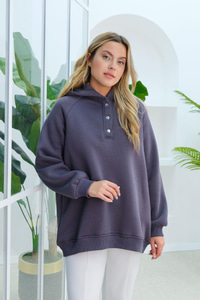 Çıt Çıt Detay Kapüşonlu Sweat Füme