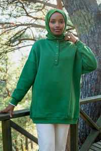 Uygun Fiyatlı CIT CIT DETAY UC IPLIK SWEAT YESIL | Loccomoda.com 