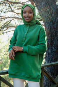 Uygun Fiyatlı CIT CIT DETAY UC IPLIK SWEAT YESIL | Loccomoda.com 