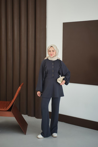 Çıtçıt Büzgü Detay İkili Takım Antrasit