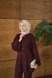 Çıtçıt Büzgü Detay İkili Takım Bordo